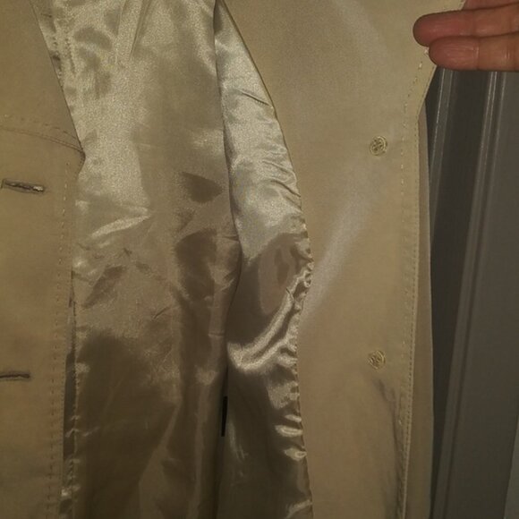 Nine West Rain Coat Belted Buttoned Side Pockets Light Tan Medium - Picture 6 of 6